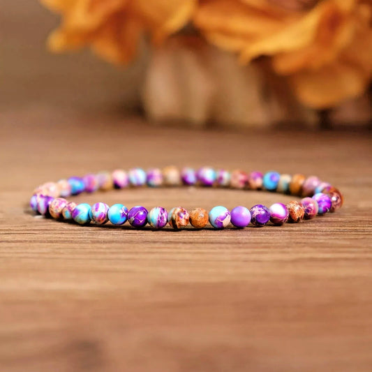 Colorful Galaxy Sea Sediment Jasper Bracelet | 4mm Beads | Healing Crystal Reiki Gift