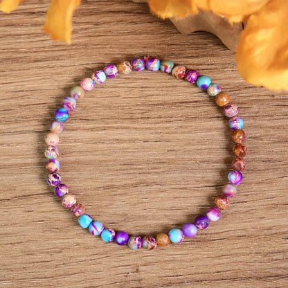Colorful Galaxy Sea Sediment Jasper Bracelet | 4mm Beads | Healing Crystal Reiki Gift