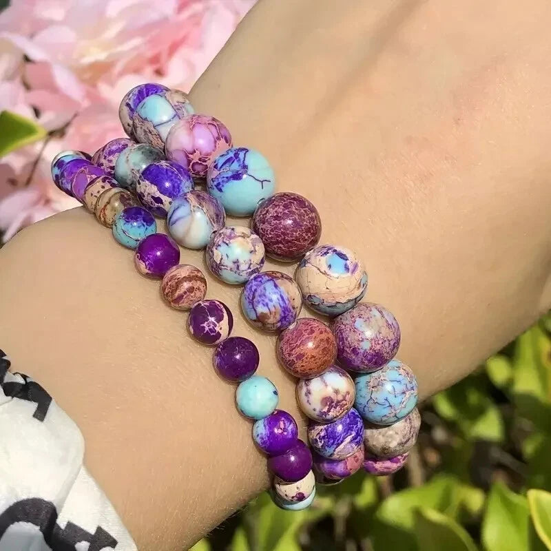 Colorful Galaxy Sea Sediment Jasper Bracelet | 4mm Beads | Healing Crystal Reiki Gift