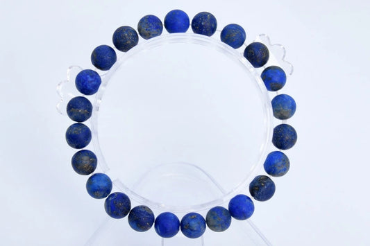 Matte Blue Lapis Lazuli Bracelet | 7-8mm Natural Gemstone Beads | Handmade Jewelry Gift
