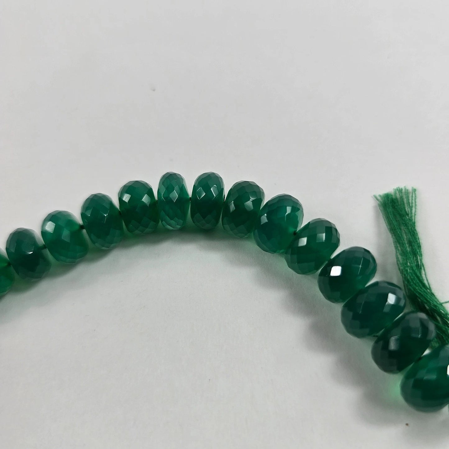 Green Onyx Faceted Rondelle Beads 9x6mm 8 Inch Strand