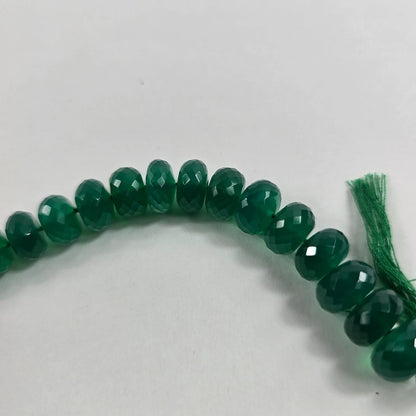 Green Onyx Faceted Rondelle Beads 9x6mm 8 Inch Strand