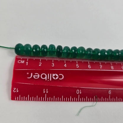 Green Onyx Faceted Rondelle Beads 9x6mm 8 Inch Strand