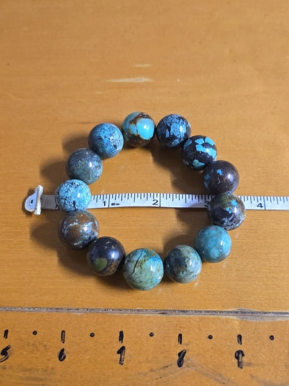 Natural Turquoise Round Beads Flexible Bracelet | 18mm Beads | 88 Grams