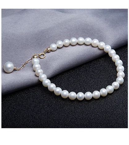 Natural South Sea White Pearl Bracelet | 8-9mm Pearls | 7.5"-8" Length