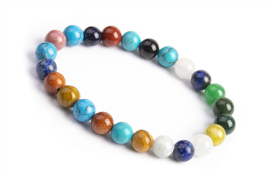 AAA Mixed Natural Stone Bracelet | 7-8mm Round Beads | Unisex Gift Jewelry