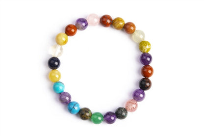 AAA Mixed Natural Stone Bracelet | 7-8mm Round Beads | Unisex Gift Jewelry
